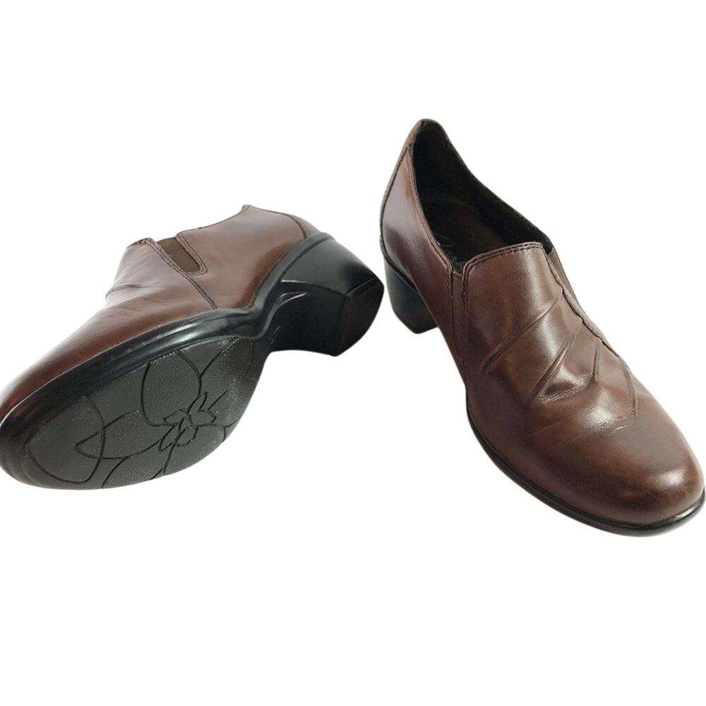 CLARKS Brown Genuine Leather Clogs Heels Shoes 6